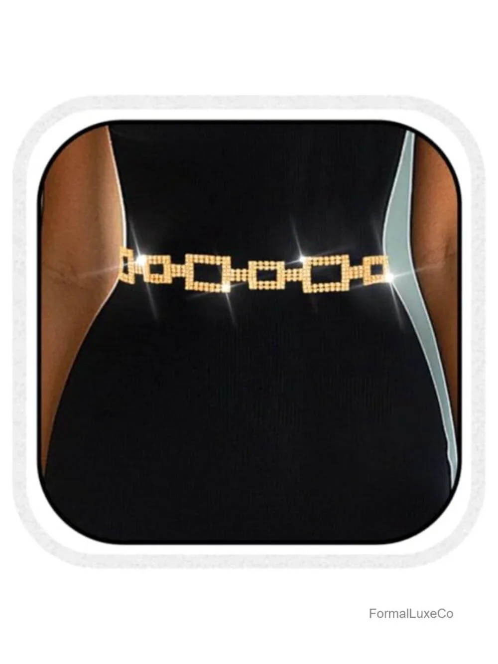 Silver Rhinestone Bling Waist Chain Belt for Women Dresses Accessories